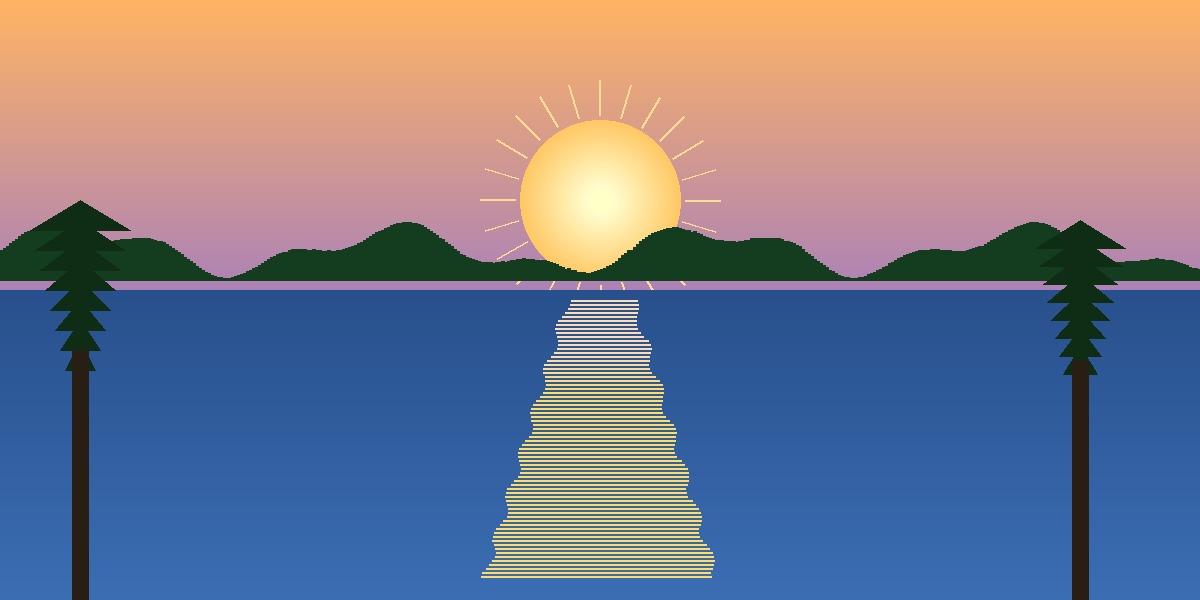 Suomalainen järvimaisema auringonnousun aikaan