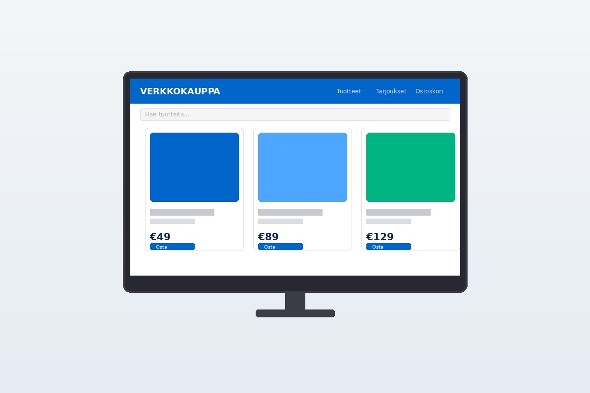 Tyylikäs verkkokauppa tietokoneen ruudulla